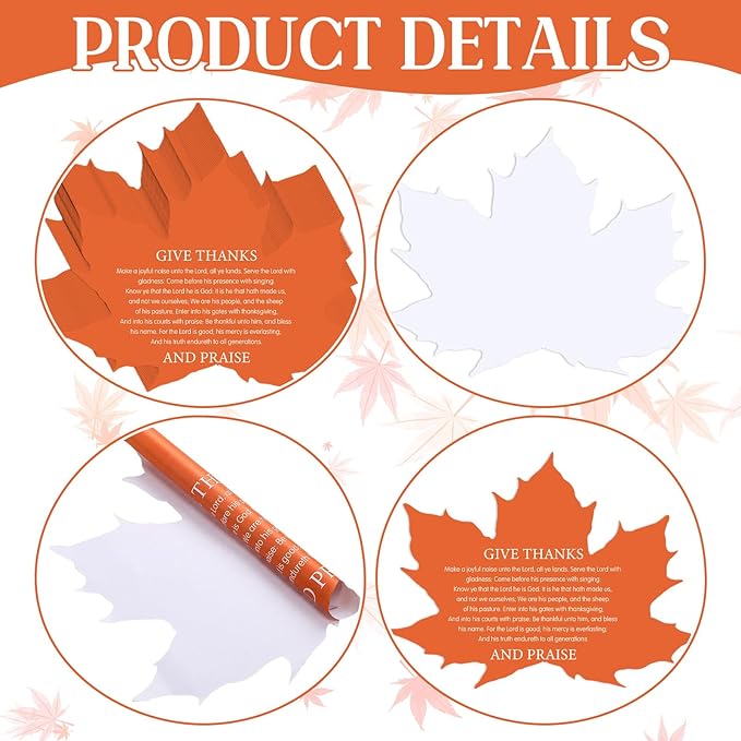 50 Pcs Fall Maple Leaf Placemats Thanksgiving Disposable Paper Placemats Autumn Table Mats Give Thanks for Holiday Party Kitchen Dining Table Decoration 16 x 12.6 Inches