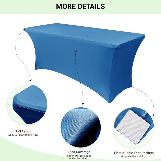 Obstal 4Ft Stretch Spandex Table Cover for Standard Folding Tables - 2 Pack Universal Rectangular Fitted Tablecloth for Party, Banquet, Events, Trade Show (Aqua, 48L x 24W x 30H Inches)