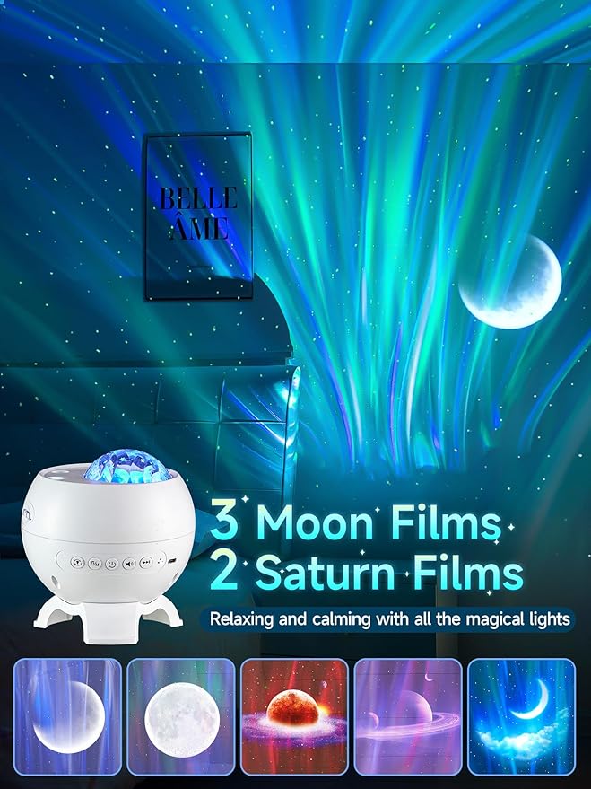 Galaxy Projector Northern Lights Projector,180 Lighting Modes Galaxy Light Projector, 15 White Noise&Bluetooth Northern Lights Projector, Remote+Timer Star Projector Galaxy Light Projector, Star Gifts