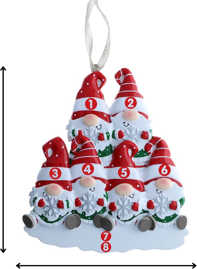 2025 Family Christmas Ornament β Personalized Ornament for Families β Custom Gnome Family Ornament β Holiday Tree Decoration Keepsake Gift (Family of 6)
