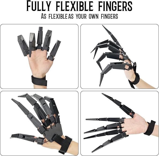 Finger Extension Toys,Scary Skeleton Hand Gloove Witch Ghost Toys Halloween Party Decoration Accessory for Men Women(A Pair-Black) 2025