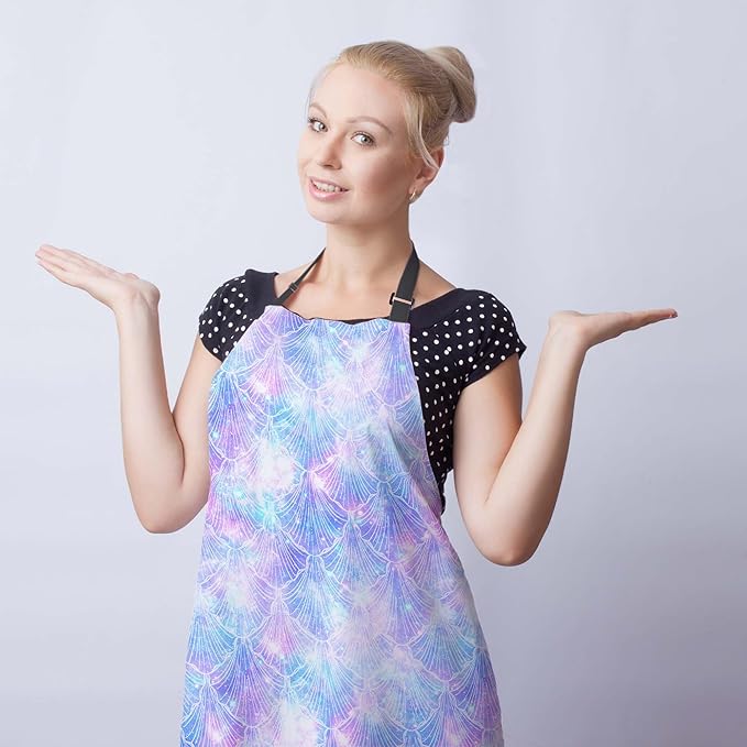 Garden Apron for Men Mermaid Galaxy Vintage Aprons for Women for Kitchen Cooking Restaurant BBQ Painting Crafting Gardening 27” (W) x 31” (H), Waterproof Aprons