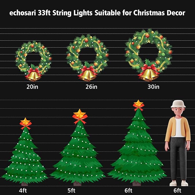 2 Pack Fairy String Lights Plug in, 33Ft Green Wire 100 Micro Starry LED Outdoor String Lights with 8 Modes Timer IP68 Waterproof Twinkle Lights for Bedroom Garden Christmas Home Decor (Warm White)