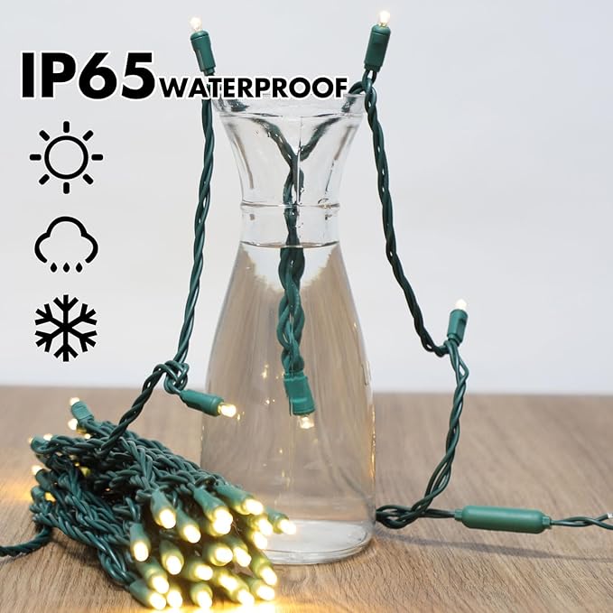 1200LED (24pk of 50L) String Lights,Twinkle, LED Christmas Lights, 6" SPACING,Green Wire,Warm White