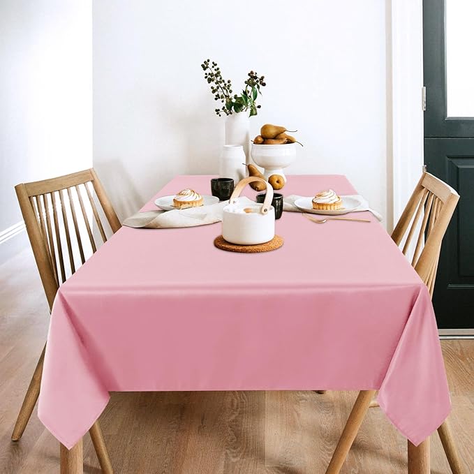 sancua 2 Pack Pink Tablecloth 60 x 102 Inch, Rectangle Table Cloth for 6 Feet Tables - Stain and Wrinkle Resistant Washable Polyester Table Cover for Dining Tables, Buffet Parties and Camping