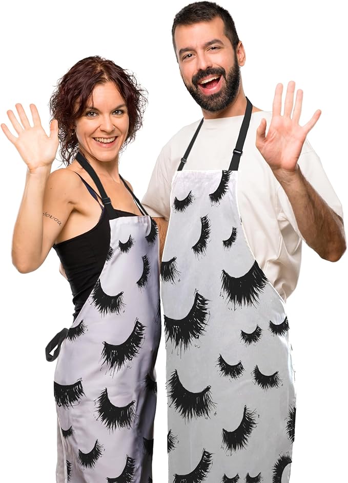 Kitchen Aprons for Women False Eyelashes Art Sketch Chef Apron for Women for Cooking Restaurant BBQ Painting Crafting Gardening 27” (W) x 31” (H), Waterproof Aprons
