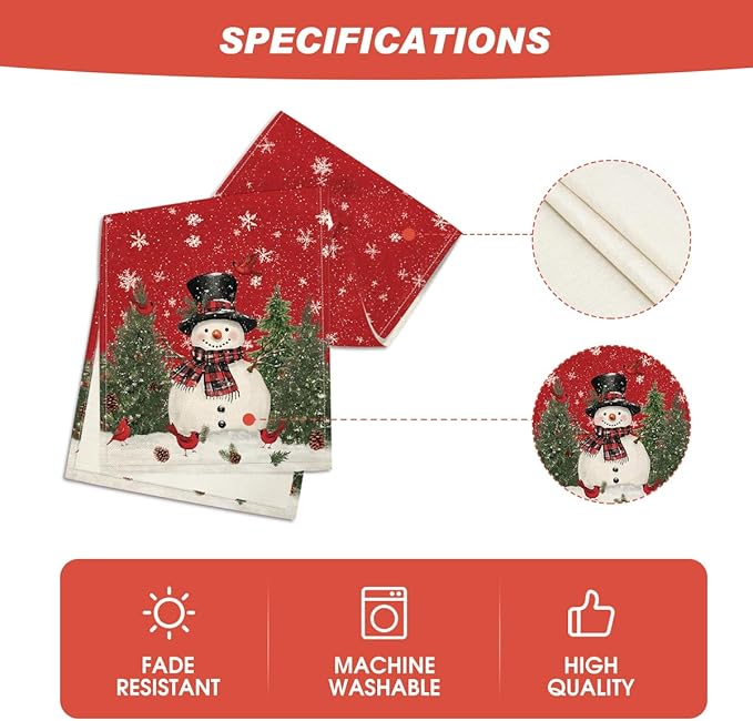 Artoid Mode Snowman Christmas Birds Trees Table Runner, Seasonal Winter Xmas Holiday Kitchen Dining Table Decoration for Indoor Outdoor Home Party Decor 13 x 36 Inch