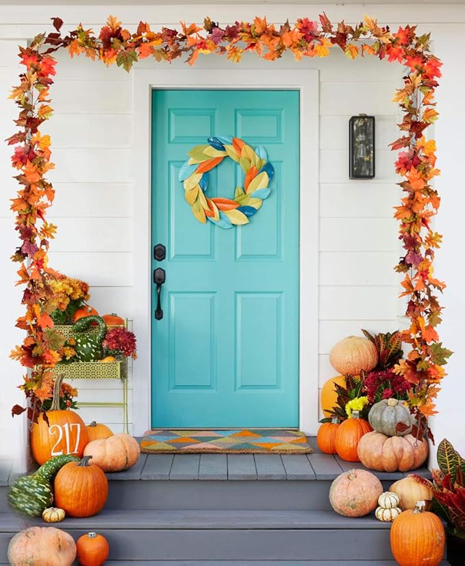 2 Pack Fall Maple Leaf Clearance, 5.9Ft/Piece Hanging Vine Garland Artificial Autumn Foliage Thanksgiving Decor for Home Wedding Fireplace Party Christmas