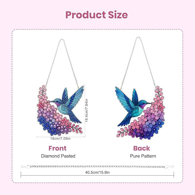 EOBROMD Diamond Hanging Art Kits for Adults, Bird Diamond Art Painting Suncatcher, DIY Special Shaped Rhinestone Kits for Adults, Window Pendants Home Garden Wall Hanging Ornament