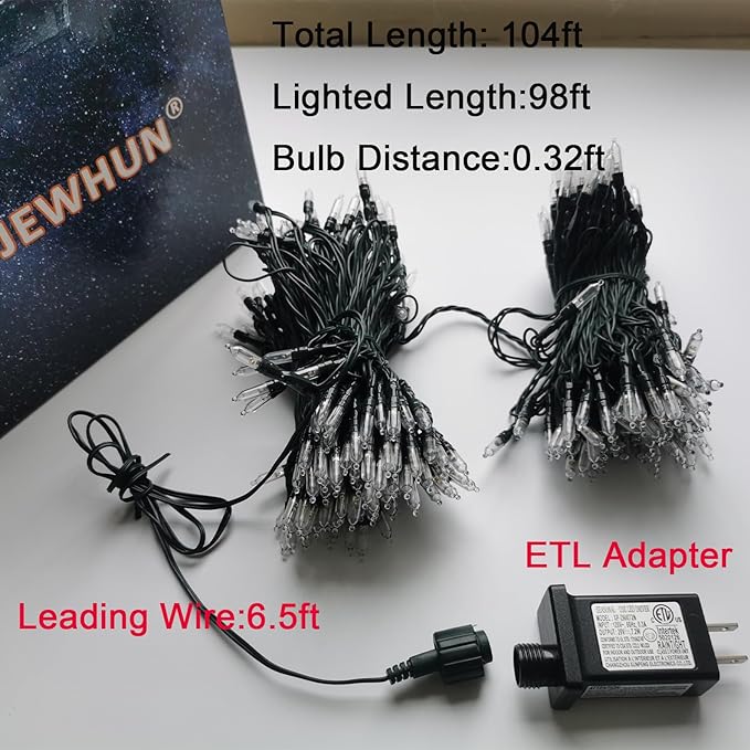 300 LED Warm White Christmas Lights Outdoor Indoor,100ft LED String Light,Green Wire Christmas String Lights Waterproof for Patio Garden Home Decors