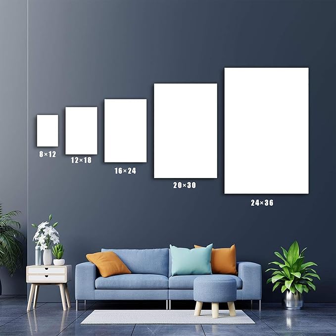 Halloween Witch Black Cat Wall Art,Magical Moon Witch on Roof with Black Cat at Night Scene Painting Haunting Dark Witches Canvas Print for Haunted House Party Decor Poster,8"x12" Framed