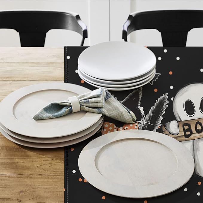 Artoid Mode Cat Ghost Pumpkin Halloween Placemats, 24x36 Inch Extra Large Table Mats for Kitchen Countertop Protector Dining Decoration