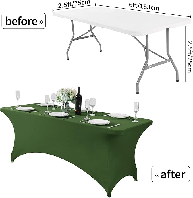 2Pack Spandex Table Cover for 6Ft or 4fT or 8ft Table Universal Fitted Stretch Tablecloth for Party, Banquet, Wedding and Events-Willow