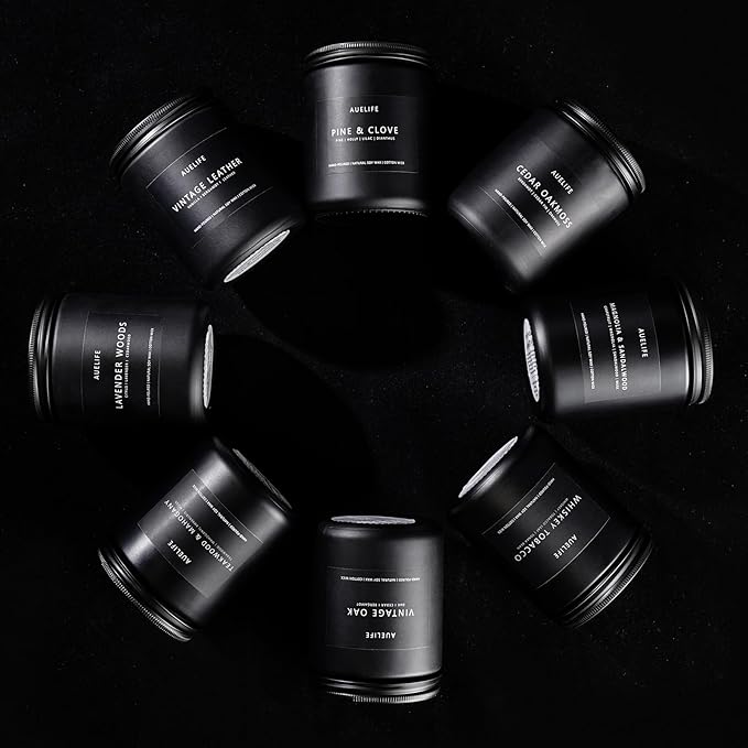 Amber & Patchouli Candle | Candles for Men - Scented Candles for Home, Gifts for Men - Soy Candle for Home Scented, Aromatherapy Manly Gift - 7oz Black Jar