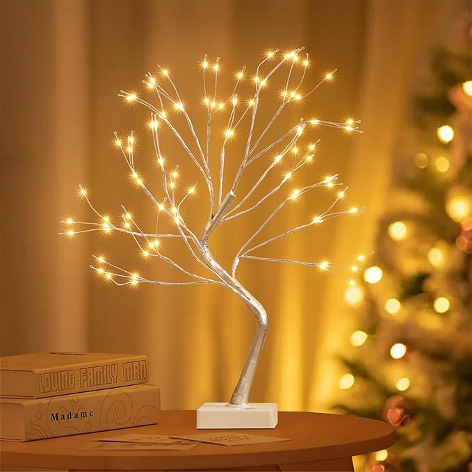 EAMBRITE Fairy Light Spirit Tree, 108 Led Lighted Birch Tree, 8 Modes Lighted Trees for Decoration Inside, USB & Battery Christmas Tree for Home Bedroom Desktop Indoor Xmas Decorations (Sliver)