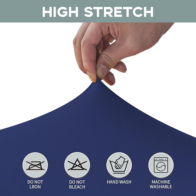 CWK 6FT Waterproof Stretch Spandex Table Cover for Rectangular Tables - Elastic Fitted Tablecloth for Folding Tables,Wrinkle Resistant Table Cloth for Parties, Weddings, Banquets & Events (Blue)