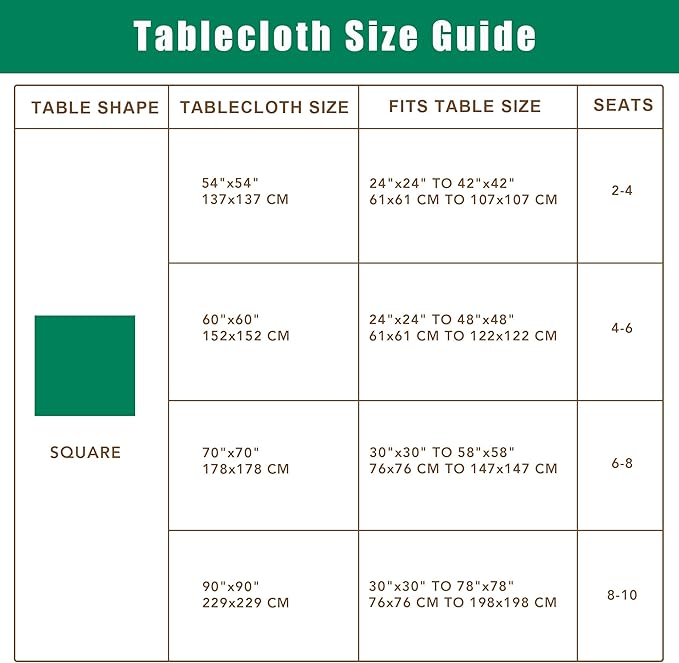 Biscaynebay Square Tablecloth 90x90 Inch-Sage Card Fabric Table Cover-Small Folding Table Cloths Linen Water Resistant Washable for Kitchen Dining Picnic Patio Outdoor Party Restaurant Tables
