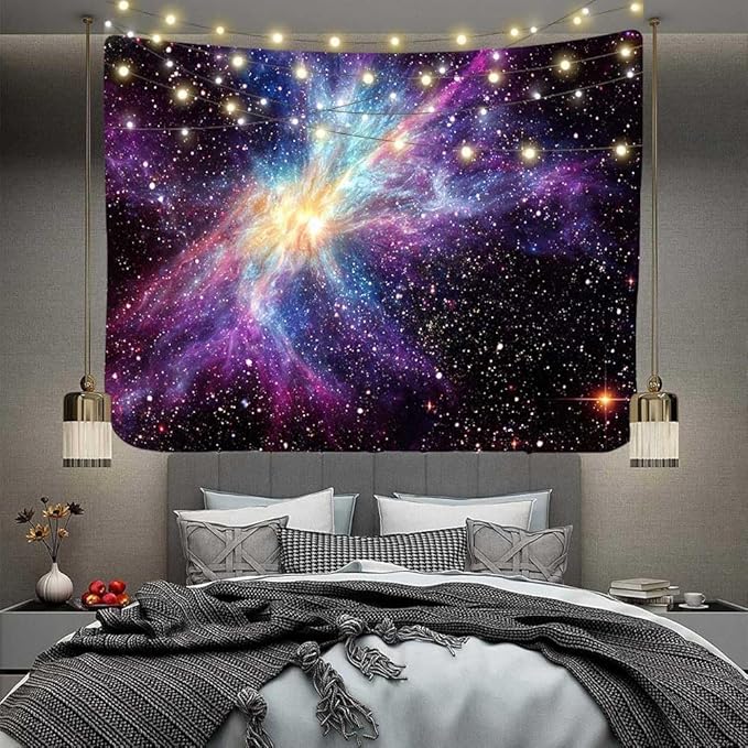 Aidatain Galaxy Tapestry for Bedroom Space Night Starry Sky Stars Universe Tapestry Mysterious Nebula Wall Hanging Aesthetic Backdrop Room Decor 80" L x 60" W for Bedroom Living Room GTOKAT0265
