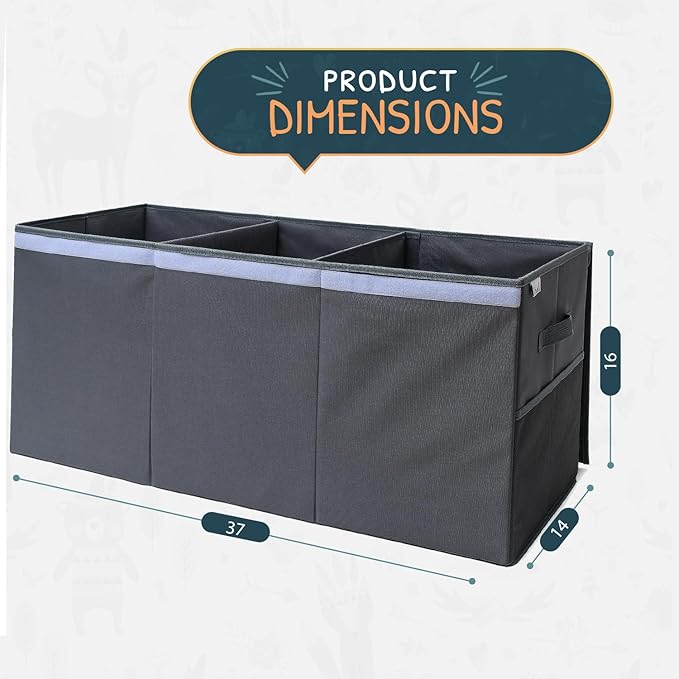 Extra Large Toy Storage Organizer with Lid - Sturdy, Collapsible Toy Chest Storage Box Design - Toys Bin with Dividers for Kids, Nursery, Bedroom, Playroom 37"x16"x14"