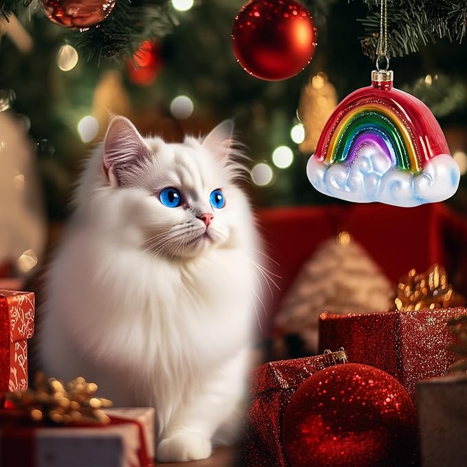 Hanging Christmas Ornaments, 2025 Glass Blown Christmas Tree Ornaments, Christmas Tree Decorations, Funny Gifts & Home Decor, Rainbow