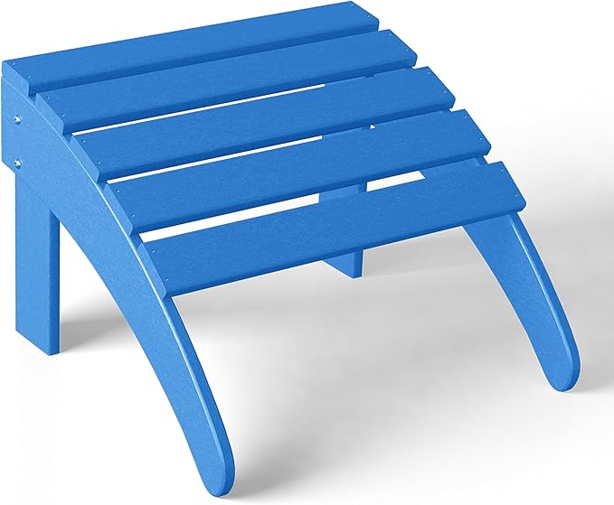 WestinTrends Outdoor Ottoman, Patio Adirondack Ottoman Foot Rest, All Weather Poly Lumber Folding Foot Stool for Adirondack Chair, Widely Used for Outside Porch Pool Lawn Backyard, Pacific Blue