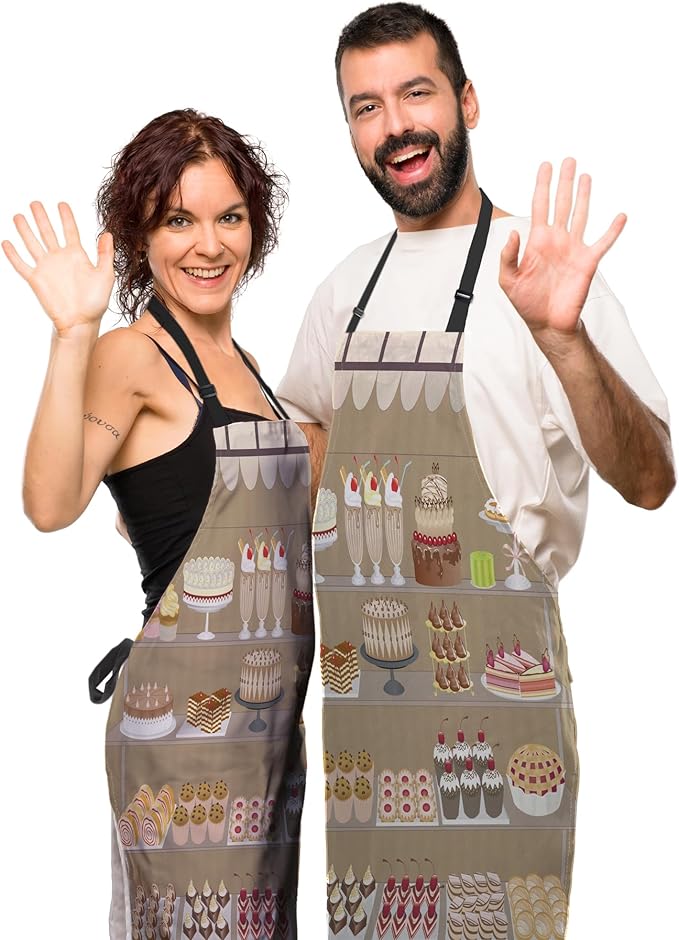 Aprons for Cooking for Women Cake Candy Sweet Women’s Apron for Kitchen Cooking Restaurant BBQ Painting Crafting Gardening 27” (W) x 31” (H), Waterproof Aprons