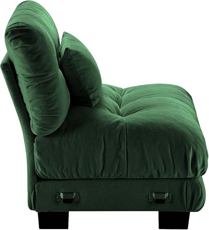 Armless Sofa W/1 Pillow - Green