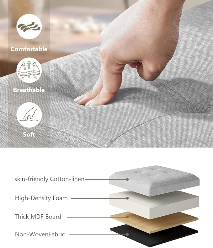 Storage Ottoman Bench, Folding Ottoman Foot Rest, End of Bed Bench,Storage Chest, for Living Room, Bedroom, Hallway, Entryway, Holds up to 700 lb (Light GREY1, 43")