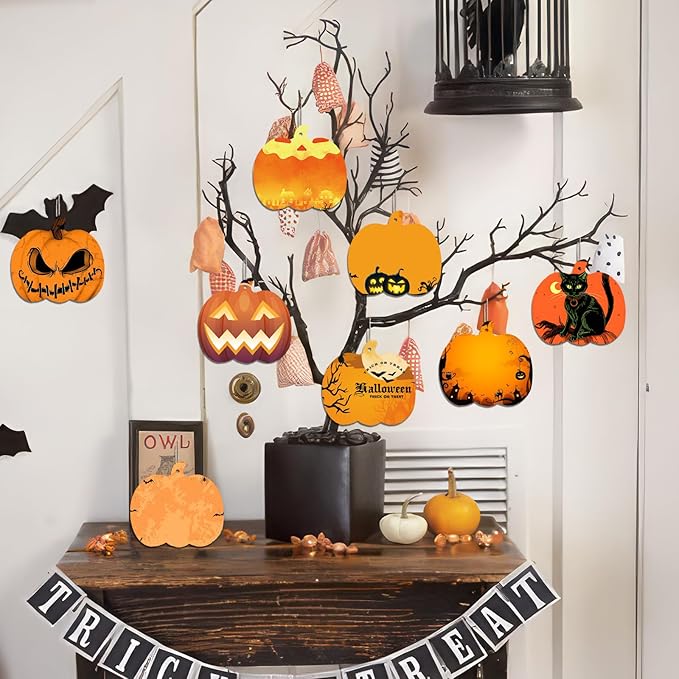 60 Pcs Thanksgiving Pumpkin Wooden Cutouts Unfinished Wood Crafts Pumpkin Wooden Pumpkins Ornaments to Paint Decorations DIY Blank Fall Pumpkin Shapes Discs Halloween 3.9x3.5 Inch