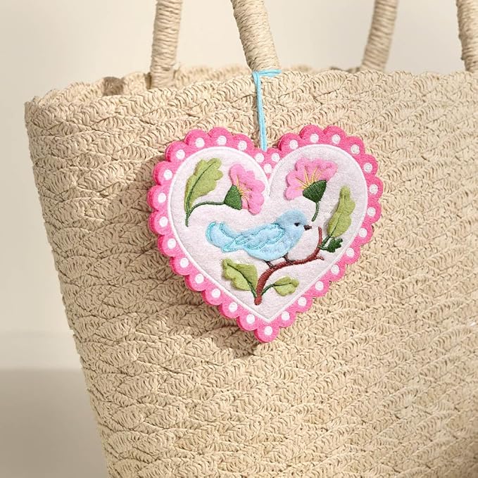 Lovepop Handmade Lively Bluebird HeartFelt Charm Card | Soft Felt Bird Keychain for Wallet, Handbag, Car Key, Home Decor | Ornaments, Bag Charms, Key Ring, Purse Accessories, Gift Toppers