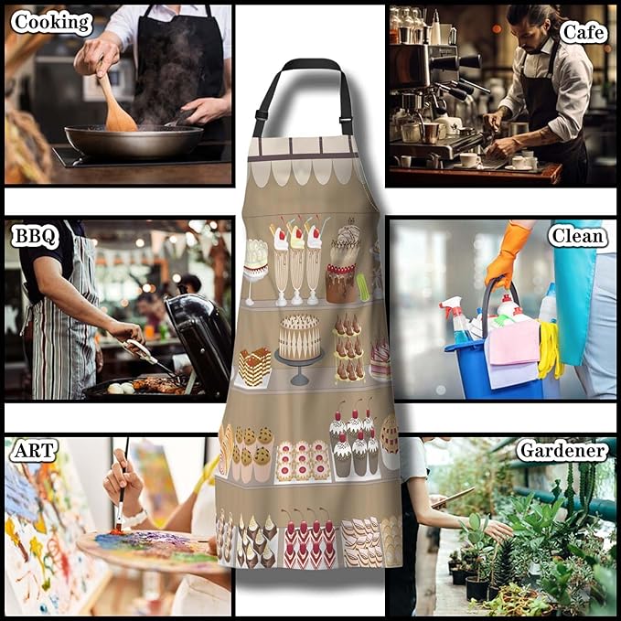 Aprons for Cooking for Women Cake Candy Sweet Women’s Apron for Kitchen Cooking Restaurant BBQ Painting Crafting Gardening 27” (W) x 31” (H), Waterproof Aprons