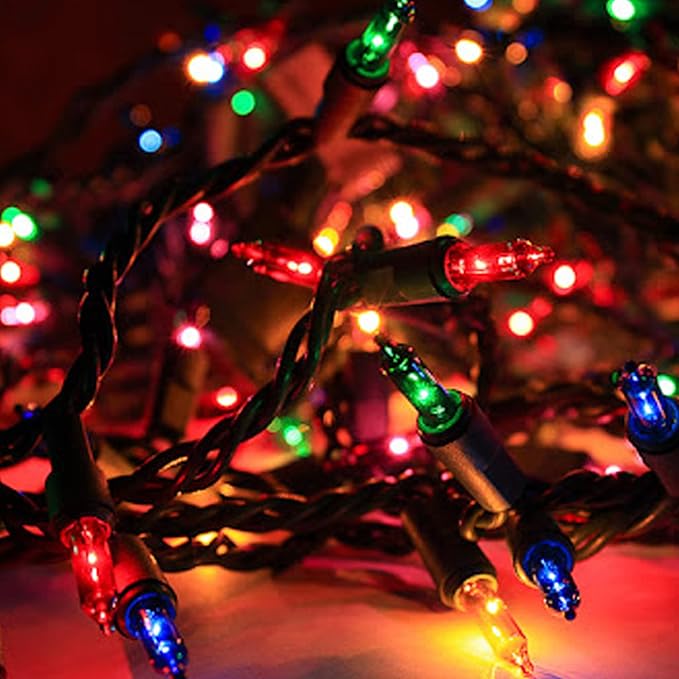 Dazzle Bright Christmas Lights, 60FT 300 Count Incandescent Waterproof Mini String Lights Plug in, Connectable Christmas Decorations for Outdoor Home Party Garden Yard, Multi-Colored