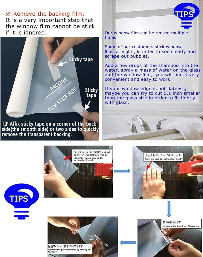 DUOFIRE Privacy Window Film Frosted Glass Film Matte White Static Cling Glass Film No Glue Anti-UV Window Sticker Non Adhesive for Privacy Office Meeting Room Bathroom Living Room DS001W 17.4x118in