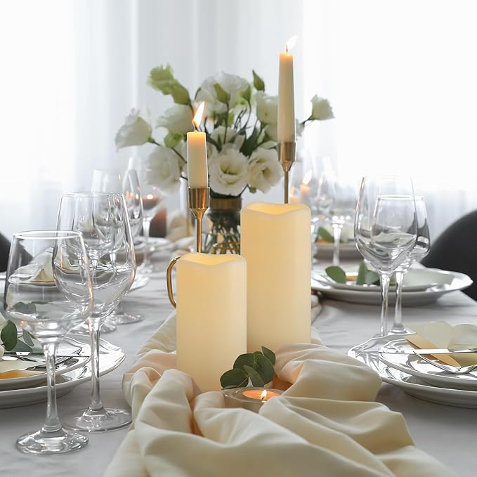 1 Pack 3" x 8" Outdoor Flameless Candles with Remote and Timer, Battery Operated Flickering LED Flameless Pillar Candles for Wedding Home Decoration, Ivory, Plastic