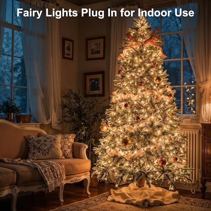 196 FT 600LED Christmas Lights Plug in,Warm White Waterproof Fairy Lights with Timer/8 Modes, Christmas Tree Lights Lighting Outdoor Indoor Garden Party Wedding Christmas Tree Decoration