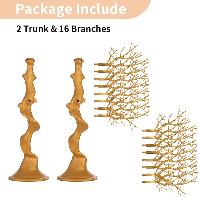 Nuptio 22.8 inch Tall Gold Christmas Tree Branch Artificial Manzanita Tree Centerpiece Wedding Centerpieces for Tables, Decorative Ornament Display Tree Branches for Decoration Weddings (2 Pc)