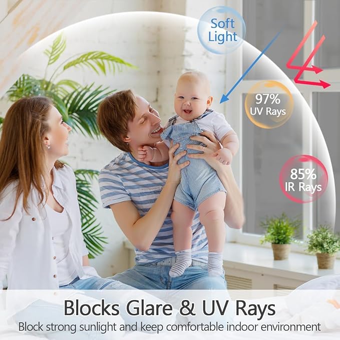 Niviy One Way Privacy Window Film See Out Not in Window Tint for Home Heat Blocking Anti UV Glass Door Mirror Reflective Window Film for Home Office (Silver 35.4" x 118")