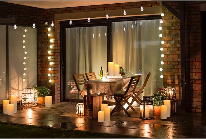 Waterproof Large Outdoor Flameless Candles 6" 8" 10" x 4" for Patio Porch Lanterns, Battery Operated LED Flickering Pillar Candles with Remote, Ivory White Long Lasting Set of 3