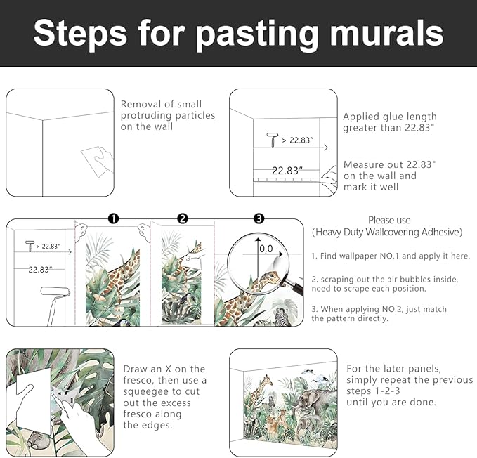 '-Tropical Rainforest Plants Animals Tigers Fabric Wallpaper Jungle Plants Banana Leaves Boys Girls Kindergarten Children Bedroom Large Mural- 137"x96"( not Peel and Stick)