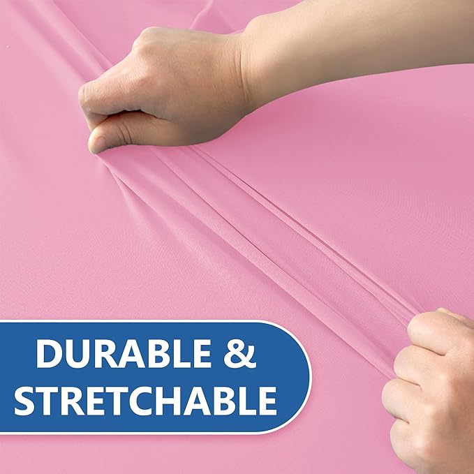 Fitted Tablecloth for 6 Foot Rectangle Tables-6 Pack Pink Elastic Outdoor Picnic Table Cover-Spandex Stretch Folding Table Cloths 6 ft for Camping Dining Room Patio Kitchen Banquet Party