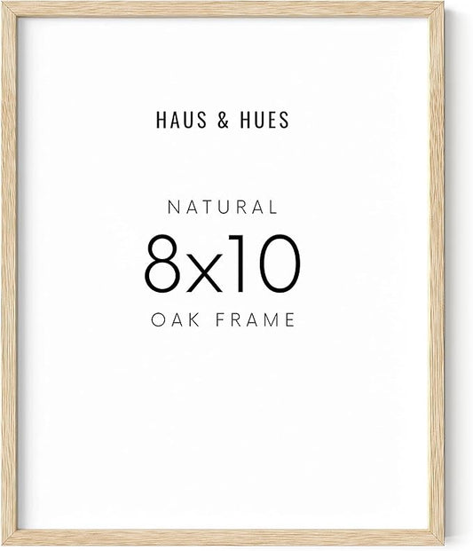 HAUS AND HUES Beige Oak Wood 8x10 Picture Frame - Modern Wood Wall Art Display - Lightweight 8x10 Frame for Art Prints, Photos, Posters - Ready-to-Hang Vertically & Horizontally