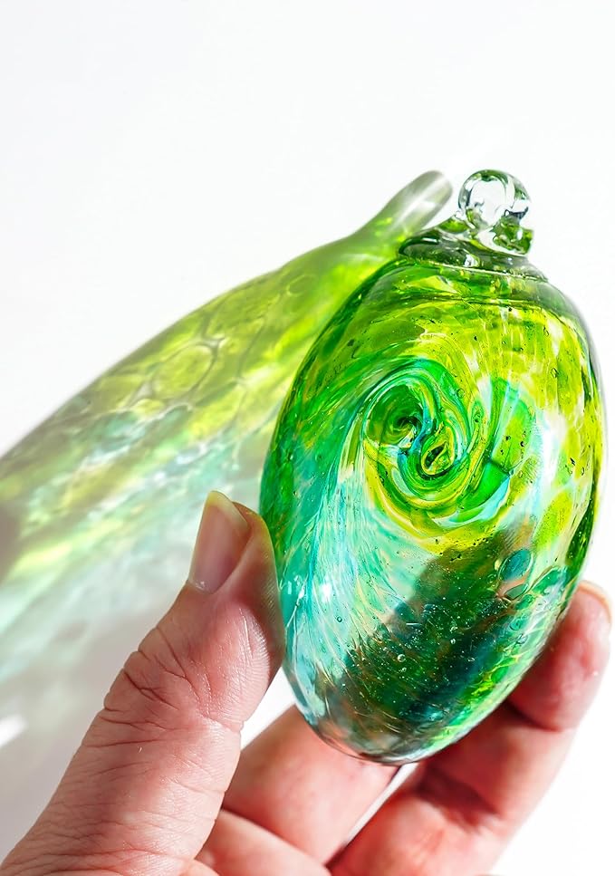 6PCS Hand Blown Glass Egg Ornaments Colorful Hanging Witch Balls Gazing Ball Friendship Ball Decor for Garden Patio Window