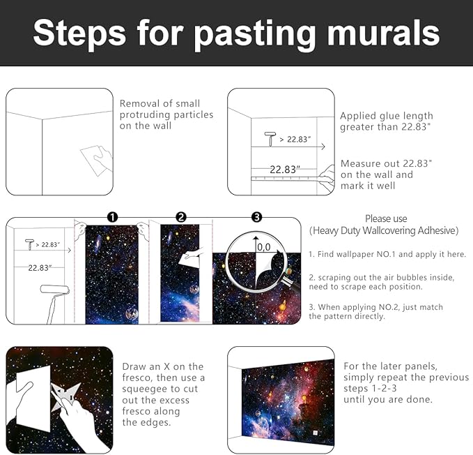 '-Galaxy Universe Planet Ceiling Fabric Wallpaper Boys Girls Nursery Starry Sky Children Bedroom Bathroom Large Mural- 183"x120"( not Peel and Stick)