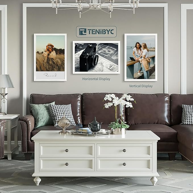 16x24 Poster Frame 3 Pack - White, Textured Solid Wood Picture Frame, Wall Gallery Photo Frame