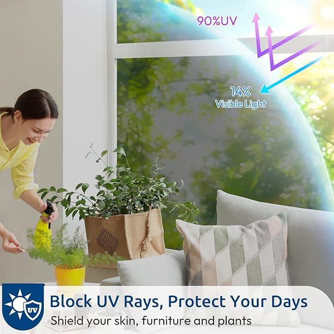 rabbitgoo Window Privacy Film One Way Window Tint for Home, Removable Reflective Heat Sun Blocking Anti UV Glass Door Covering, Mirror Tinting Film House Office, 29.5 in X 6.5 Feet, Black Silver