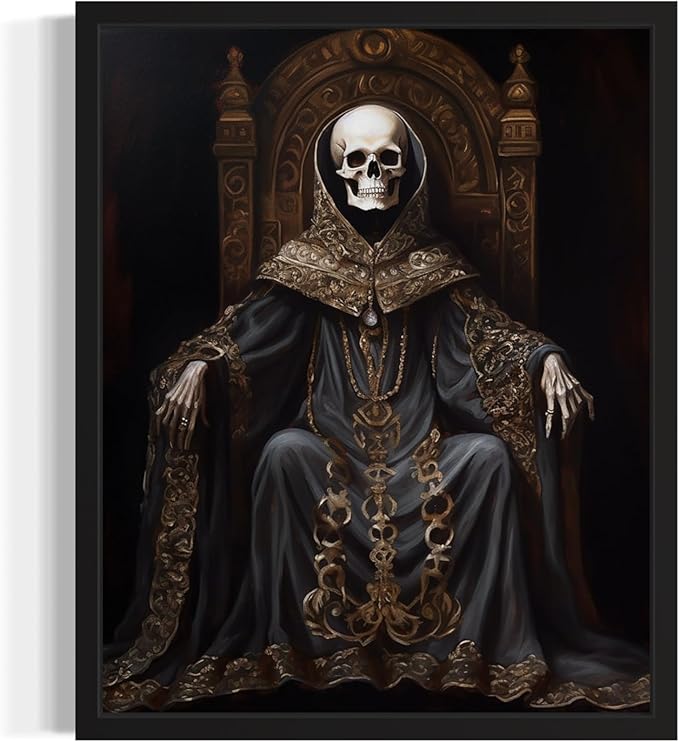 Skull King Poster Art Print, Halloween Scary Vintage Wall Art Academia Spooky Painting Decoration for Horror Prints, Gothic Posters Bedroom Decor 89 (Skull King 1, 11 x 14 inches, Unframed)
