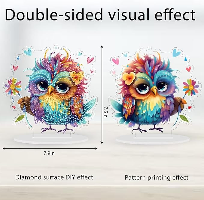 Diamond Art Kit for Adult, 5D Diamond Art Painting, Double Sided Decorative Special-Shaped Rhinestone Desktop Ornaments, DIY Acrylic Ornaments (Parrot)