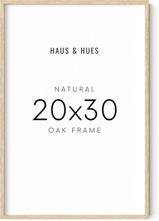 HAUS AND HUES Picture Frame, 20 x 30 inches, Beige Wood, Poster Frame, Natural Finish, Lightweight, for Horizontal and Vertical Wall Mount