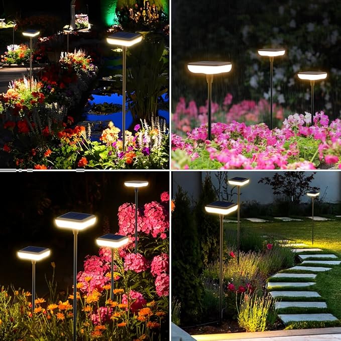 Solar Pathway Lights Outdoor 6 Pack Solar Powered Garden Lights 12H Long Lasting Auto On/Off Solar Swaying Light IP65 Waterproof for Planter Flowers Landscape Lighting Decoration Warm White