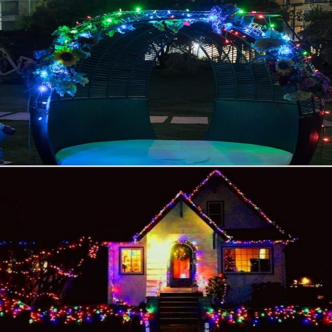 2 Pack 200 LED Solar String Lights, 85.2ft 8 Modes Solar String Lights for Outside, Waterproof and Solar Powered Outdoor String Lights for Holiday Christmas Yard Garden Tree Wedding Party (Multicolor)
